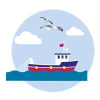 Fishing boat icon